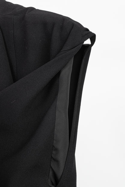 J.W. Anderson PF/16 Black Crepe Draped-Neck Long-Sleeve Blouse