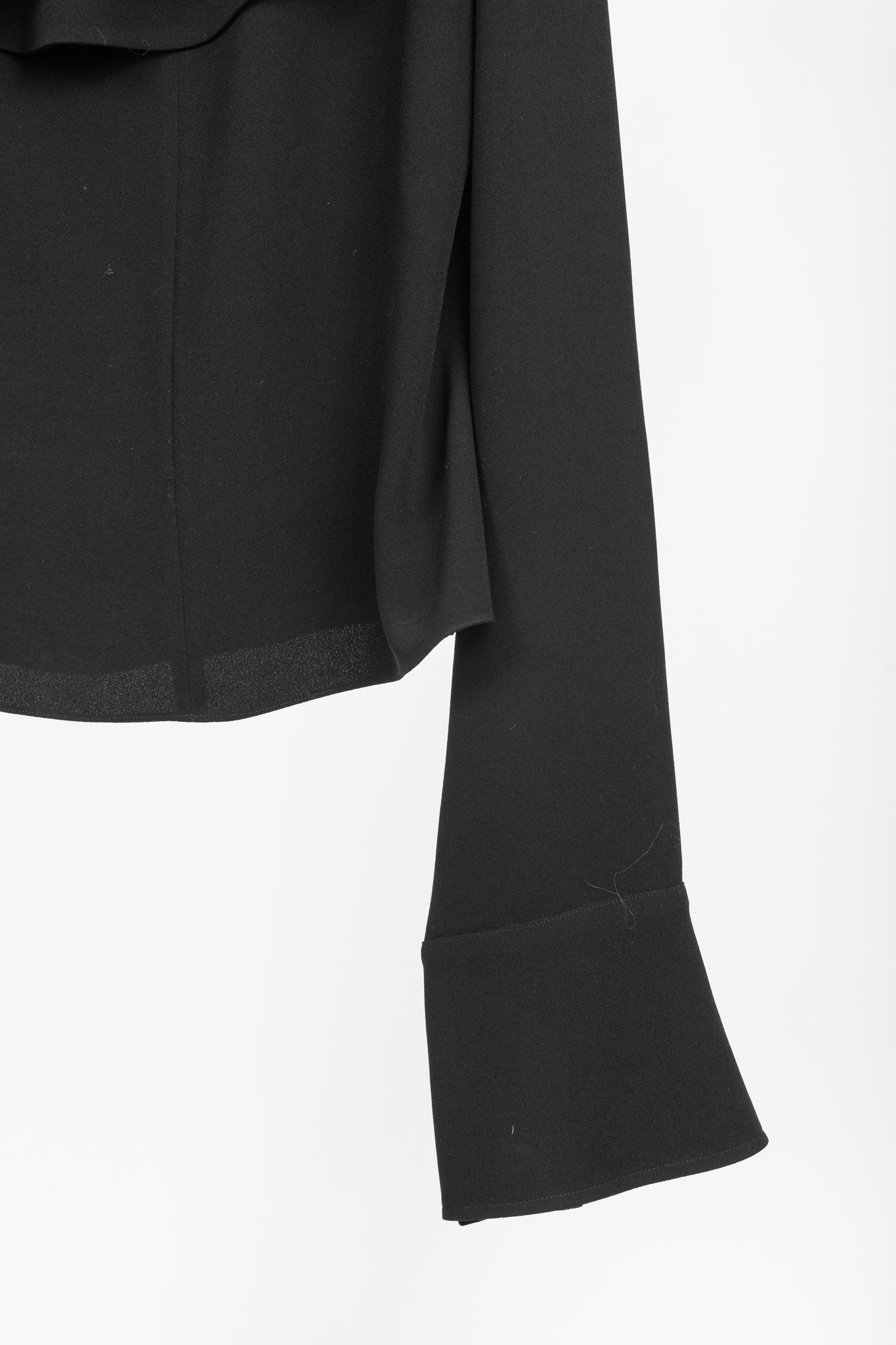 J.W. Anderson PF/16 Black Crepe Draped-Neck Long-Sleeve Blouse