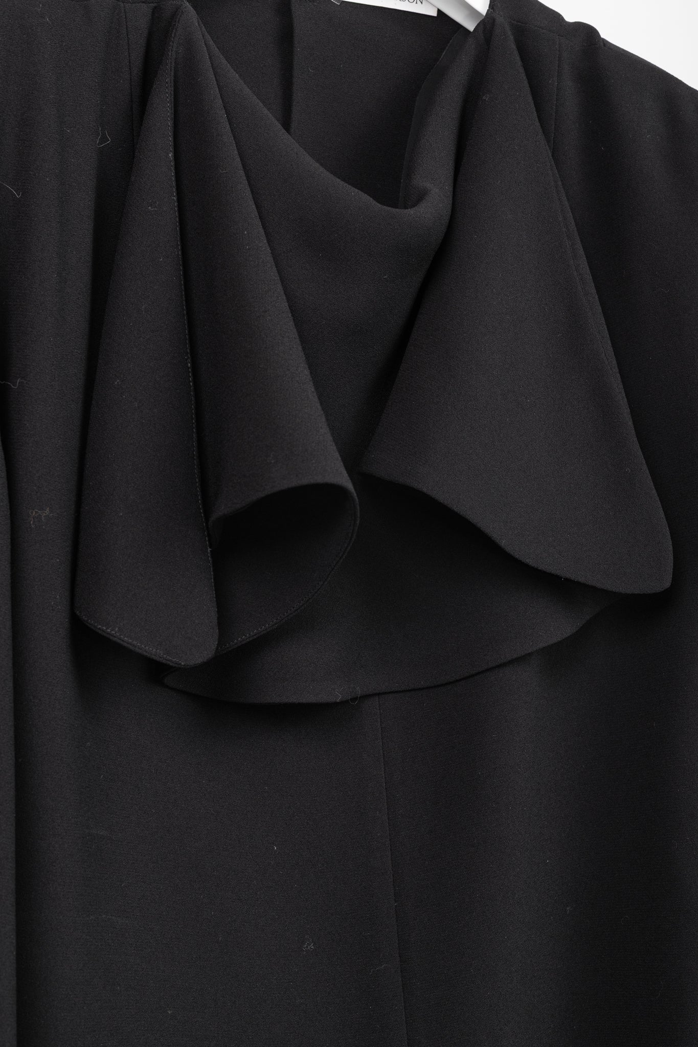 J.W. Anderson PF/16 Black Crepe Draped-Neck Long-Sleeve Blouse
