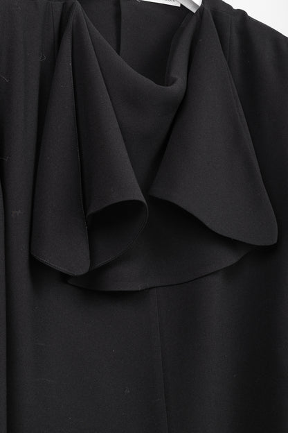 J.W. Anderson PF/16 Black Crepe Draped-Neck Long-Sleeve Blouse