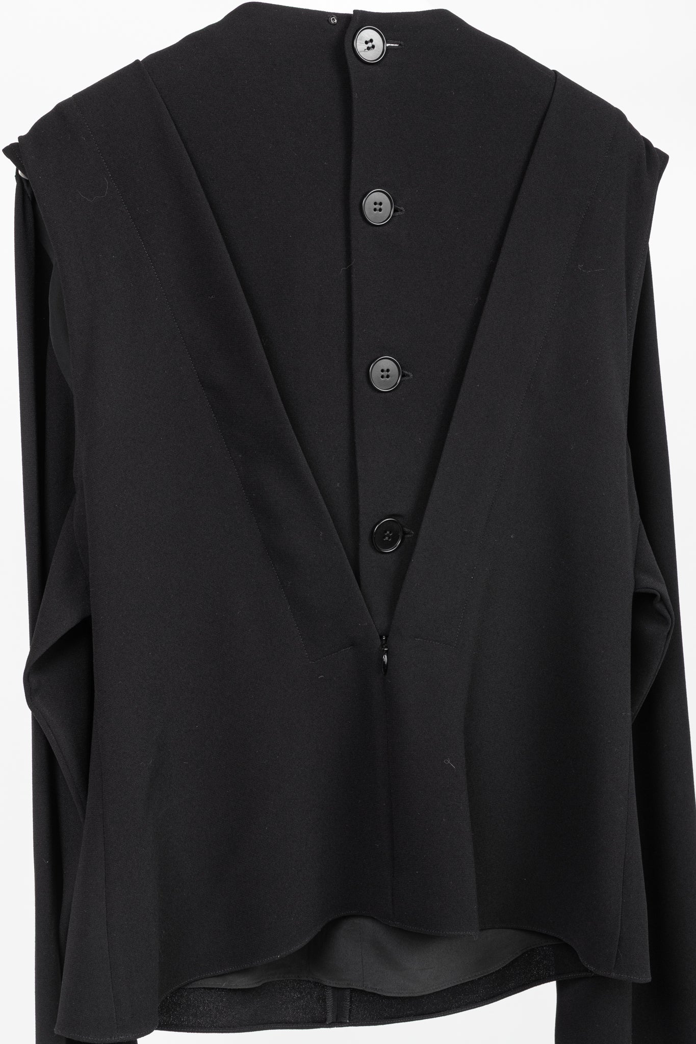 J.W. Anderson PF/16 Black Crepe Draped-Neck Long-Sleeve Blouse