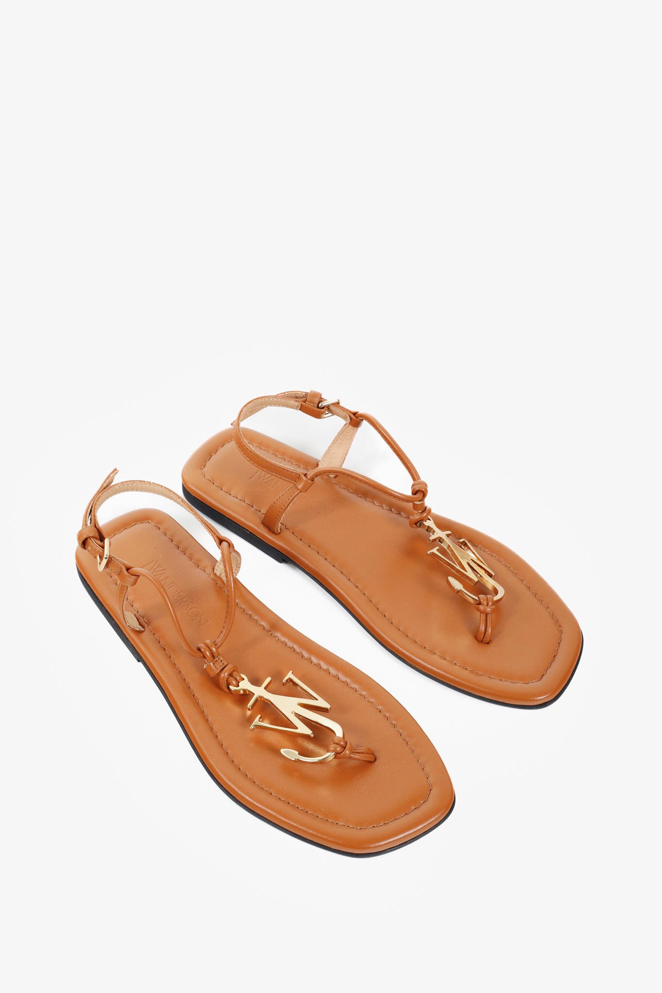 JW Anderson Anchor Logo Brown Tan Thong Flat Sandals