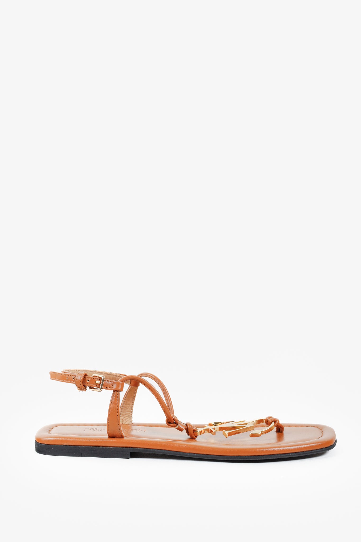 JW Anderson Anchor Logo Brown Tan Thong Flat Sandals