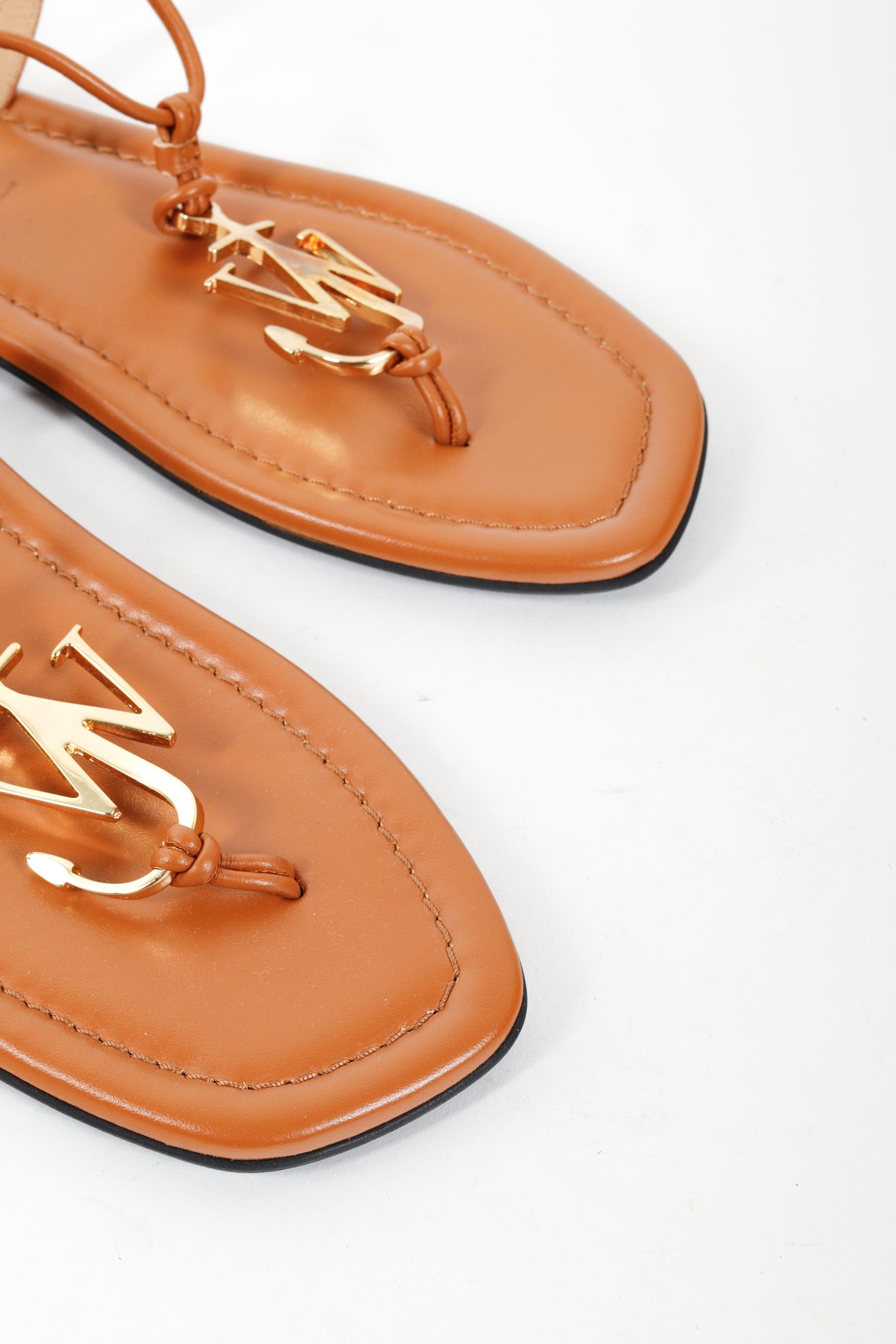 JW Anderson Anchor Logo Brown Tan Thong Flat Sandals