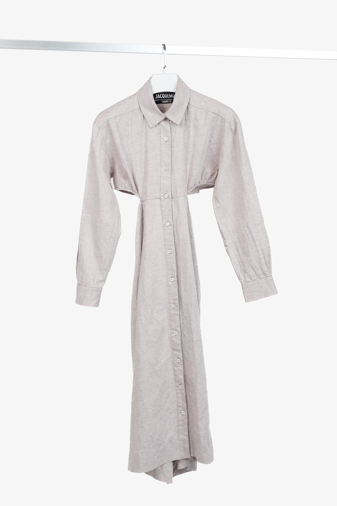 Jacquemus La Robe Cavaou Light Purple Cotton & Linen Cutout Midi Dress
