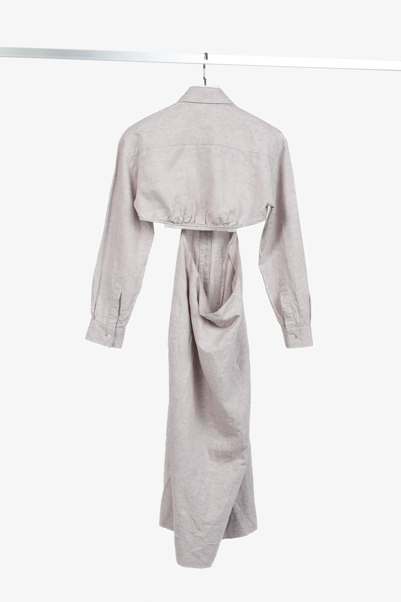 Jacquemus La Robe Cavaou Light Purple Cotton & Linen Cutout Midi Dress