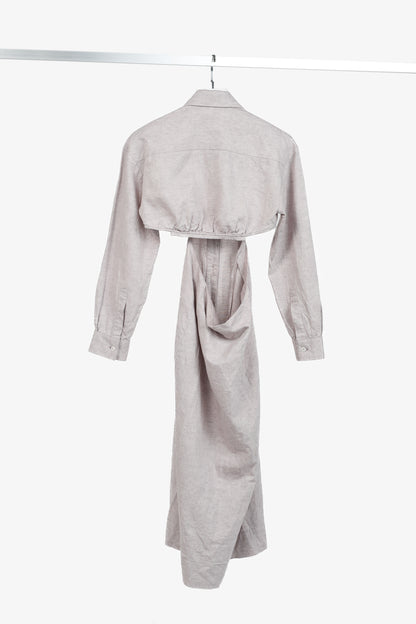 Jacquemus La Robe Cavaou Light Purple Cotton & Linen Cutout Midi Dress