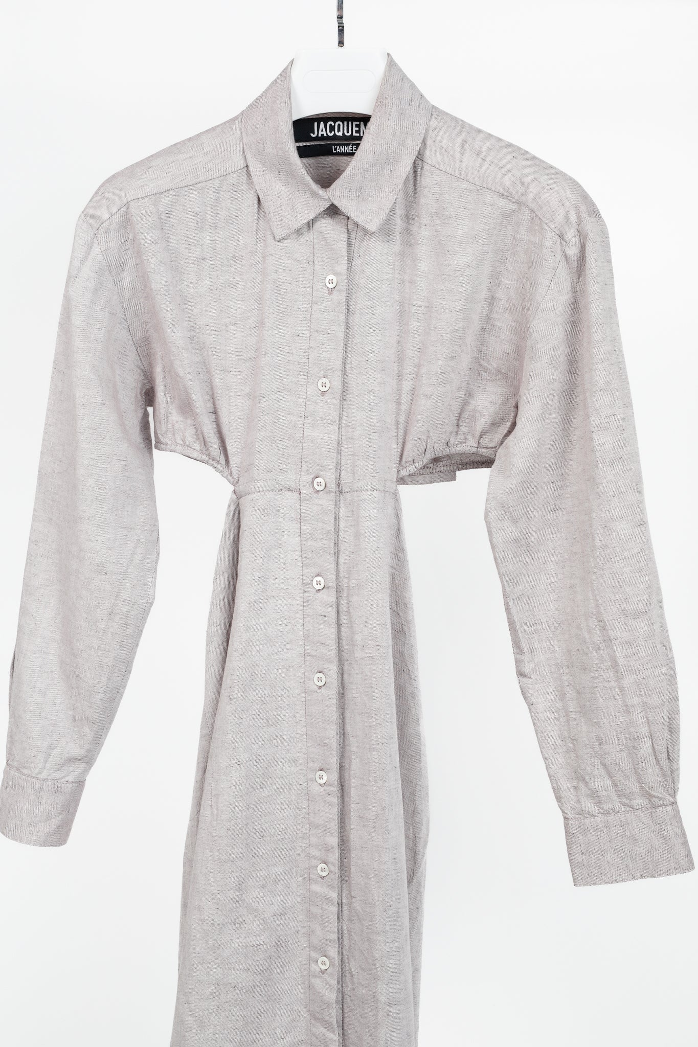 Jacquemus La Robe Cavaou Light Purple Cotton & Linen Cutout Midi Dress