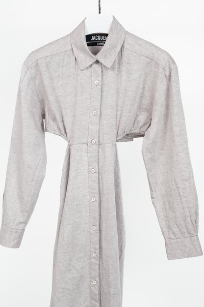 Jacquemus La Robe Cavaou Light Purple Cotton & Linen Cutout Midi Dress