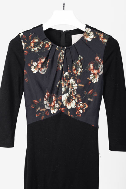 Jason Wu PF/14 Black Floral Print Crepe & Jersey Dress