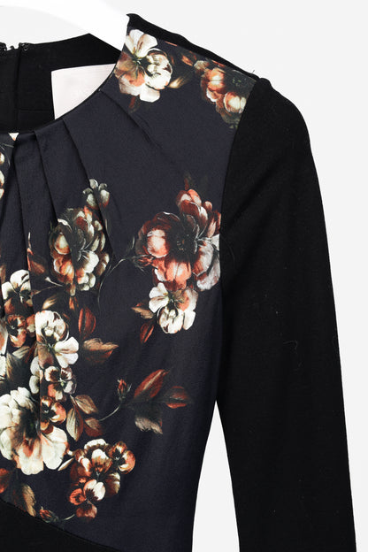 Jason Wu PF/14 Black Floral Print Crepe & Jersey Dress