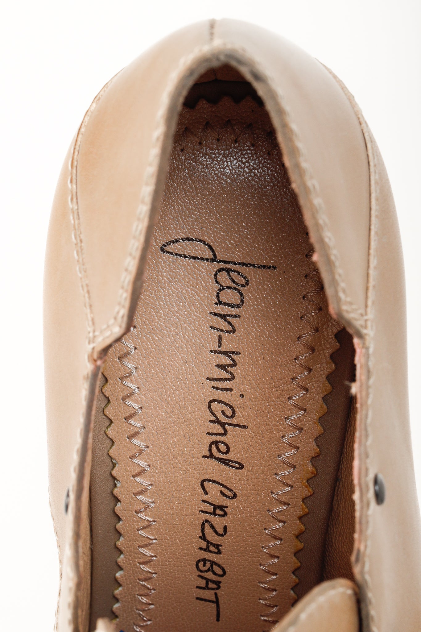 Jean-Michel Cazabat Ida Taupe Brown Pointed Toe Stacked Leather Heels