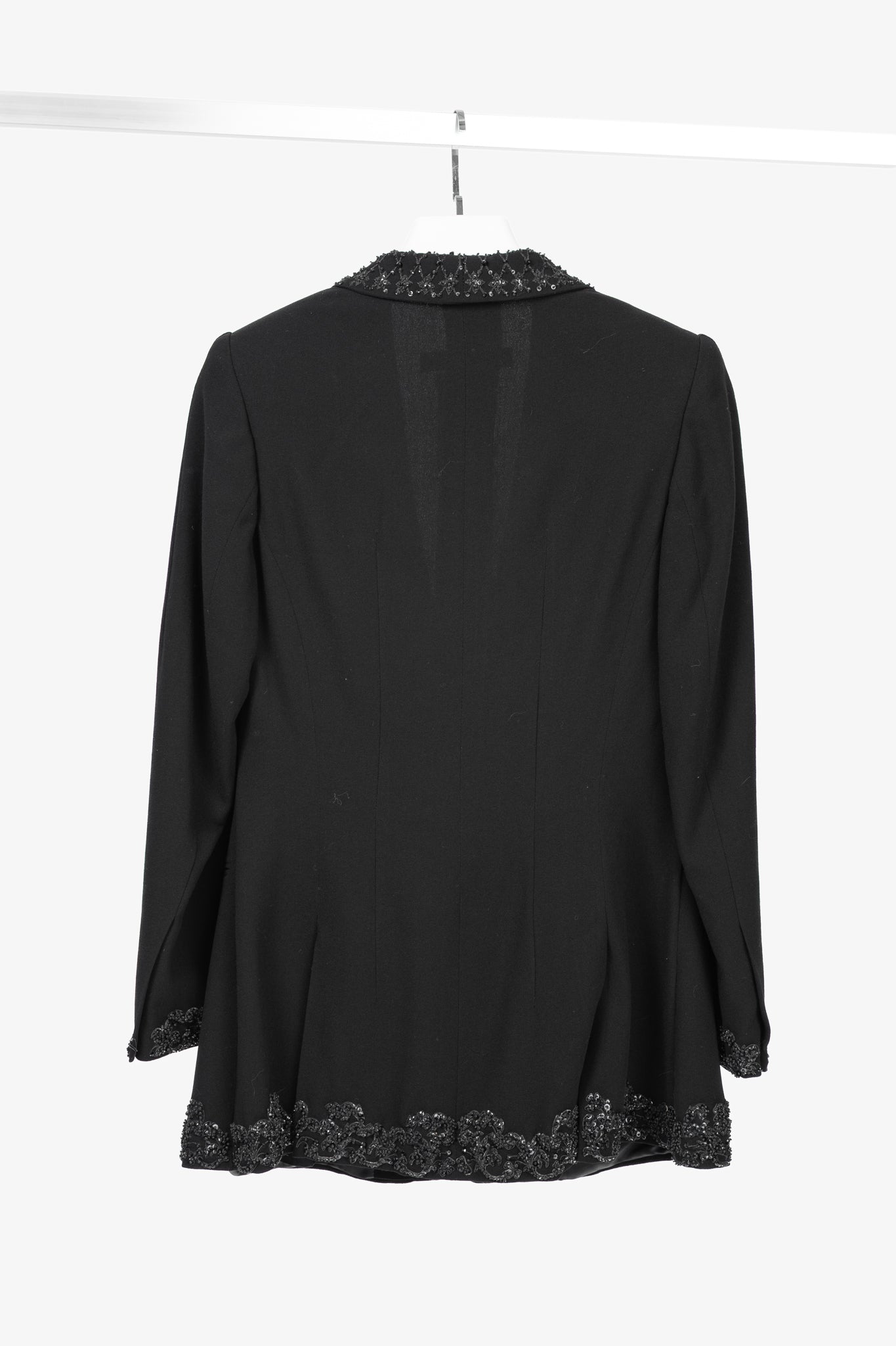 Jil Sander Vintage 90's Black Wool-Crepe Beaded Blazer