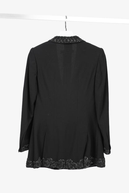 Jil Sander Vintage 90's Black Wool-Crepe Beaded Blazer