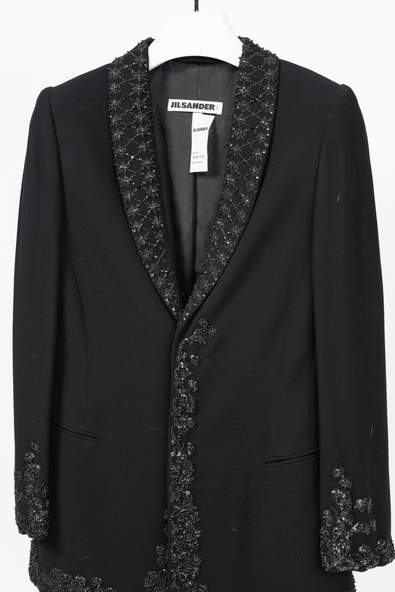 Jil Sander Vintage 90's Black Wool-Crepe Beaded Blazer