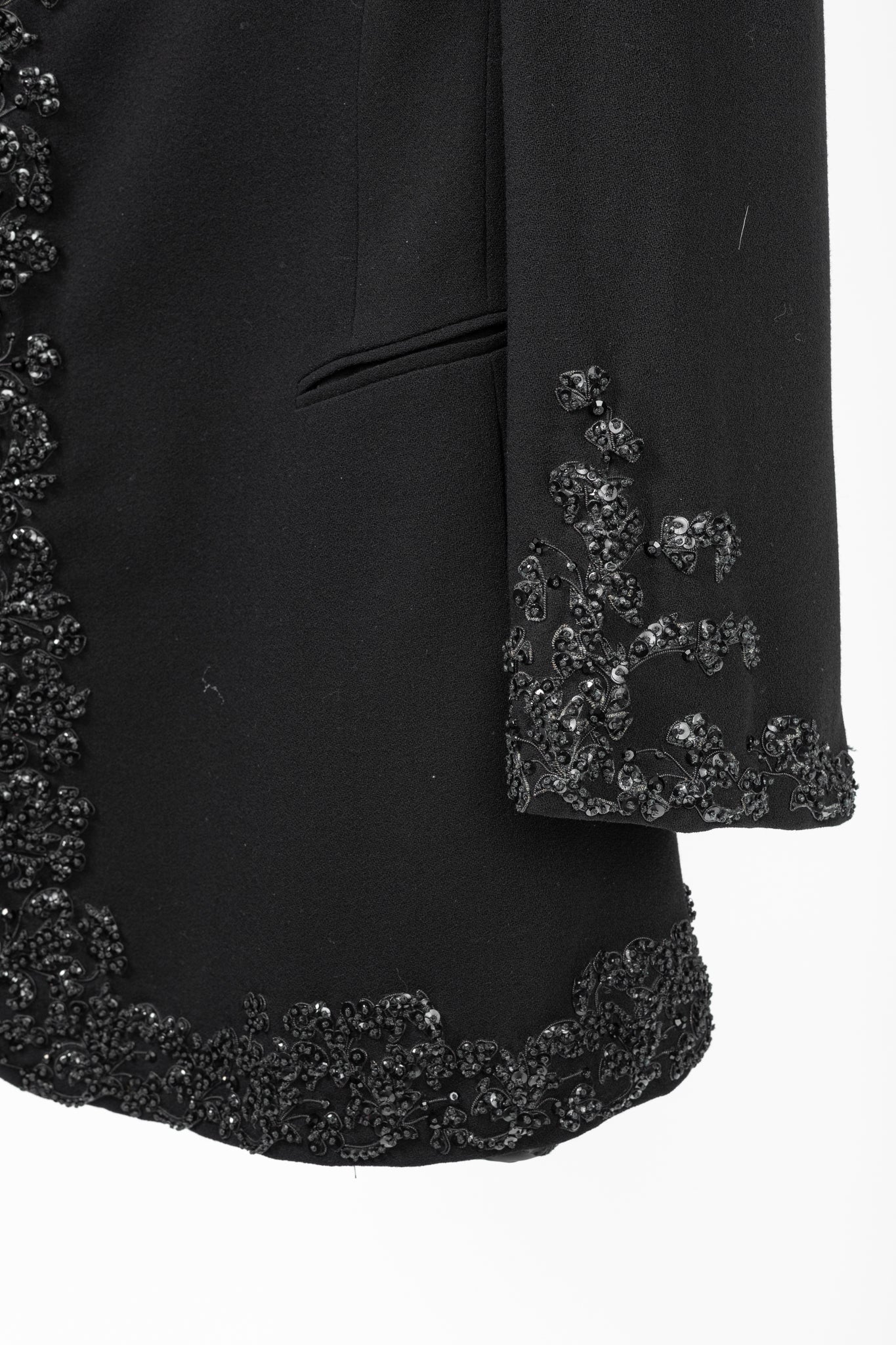 Jil Sander Vintage 90's Black Wool-Crepe Beaded Blazer
