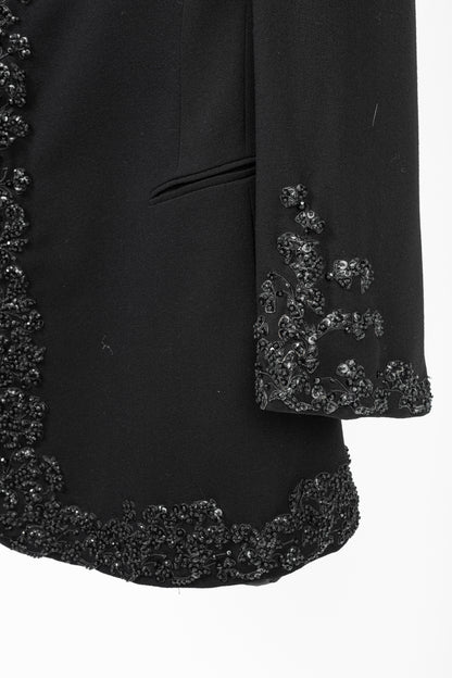 Jil Sander Vintage 90's Black Wool-Crepe Beaded Blazer