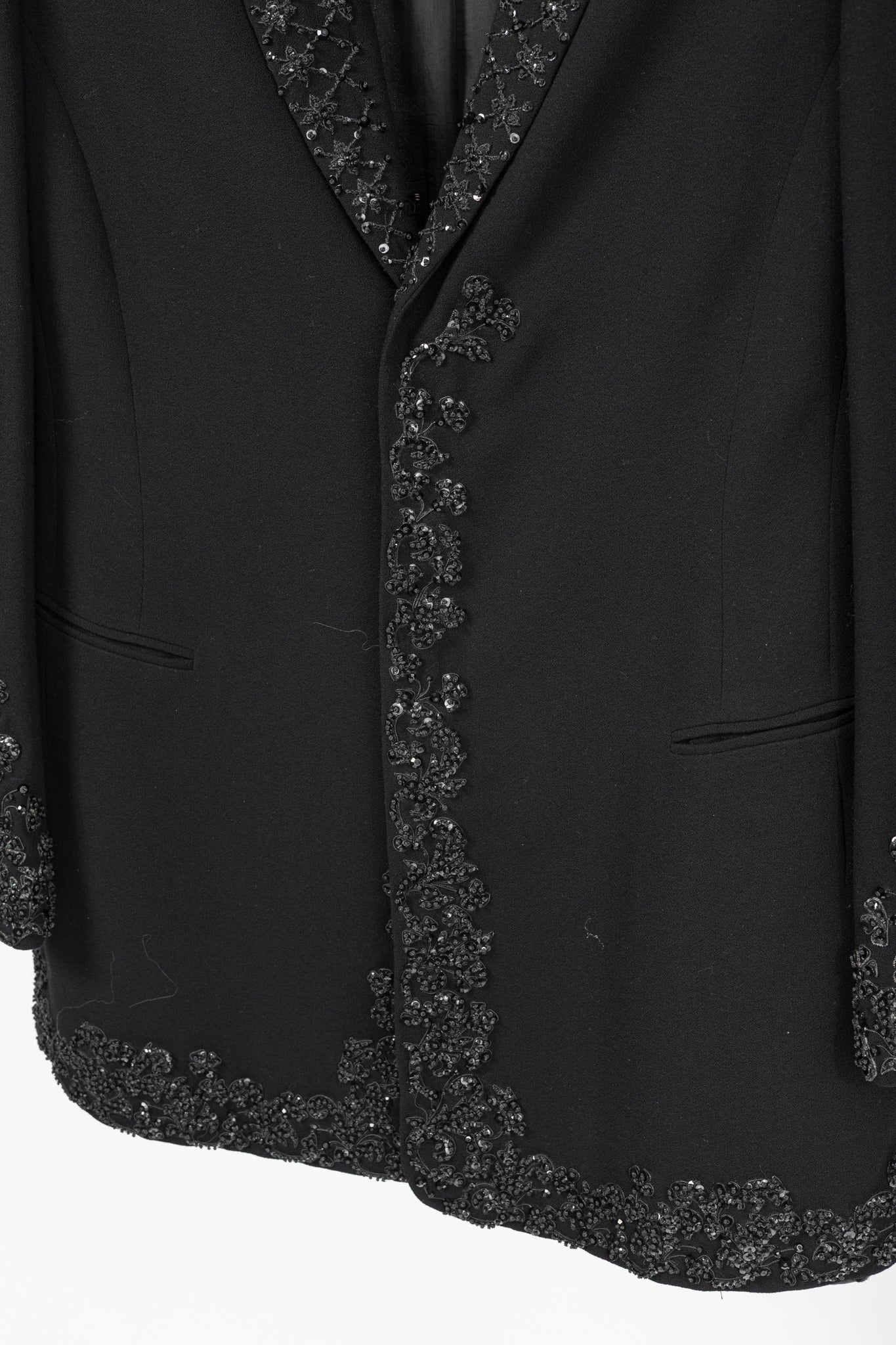 Jil Sander Vintage 90's Black Wool-Crepe Beaded Blazer