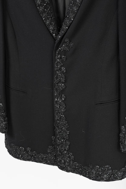 Jil Sander Vintage 90's Black Wool-Crepe Beaded Blazer