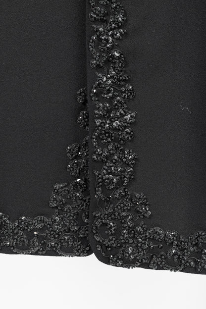 Jil Sander Vintage 90's Black Wool-Crepe Beaded Blazer
