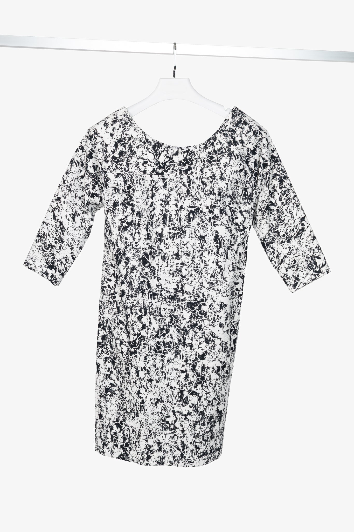 Jil Sander SS14 White & Black Abstract Cotton-Poplin Mini Dress