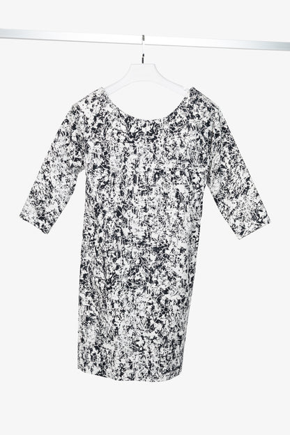 Jil Sander SS14 White & Black Abstract Cotton-Poplin Mini Dress