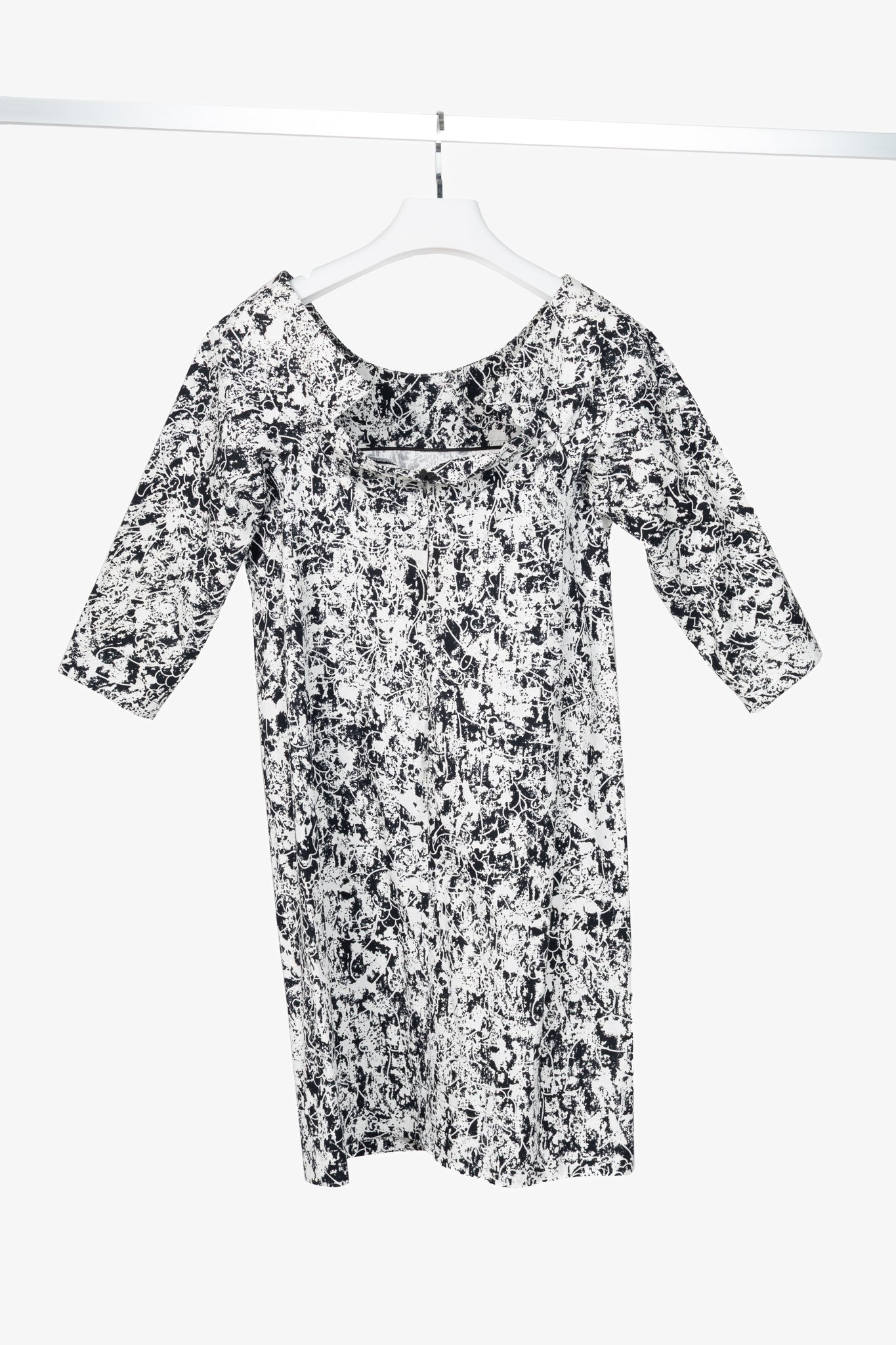 Jil Sander SS14 White & Black Abstract Cotton-Poplin Mini Dress