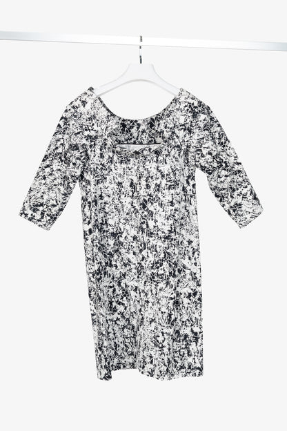 Jil Sander SS14 White & Black Abstract Cotton-Poplin Mini Dress