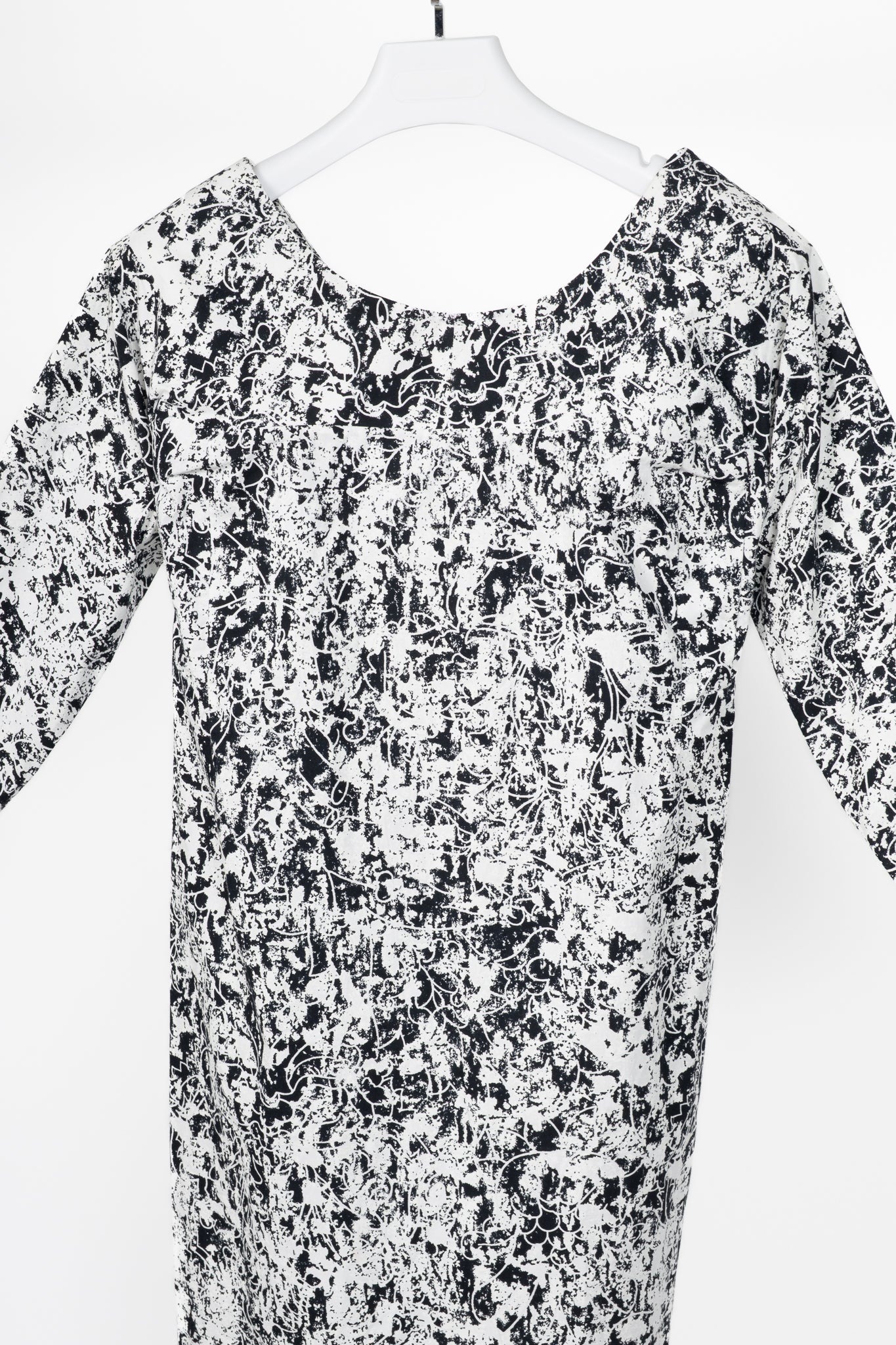 Jil Sander SS14 White & Black Abstract Cotton-Poplin Mini Dress