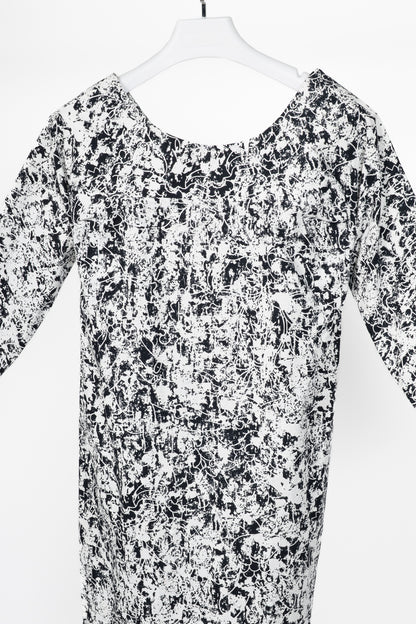Jil Sander SS14 White & Black Abstract Cotton-Poplin Mini Dress