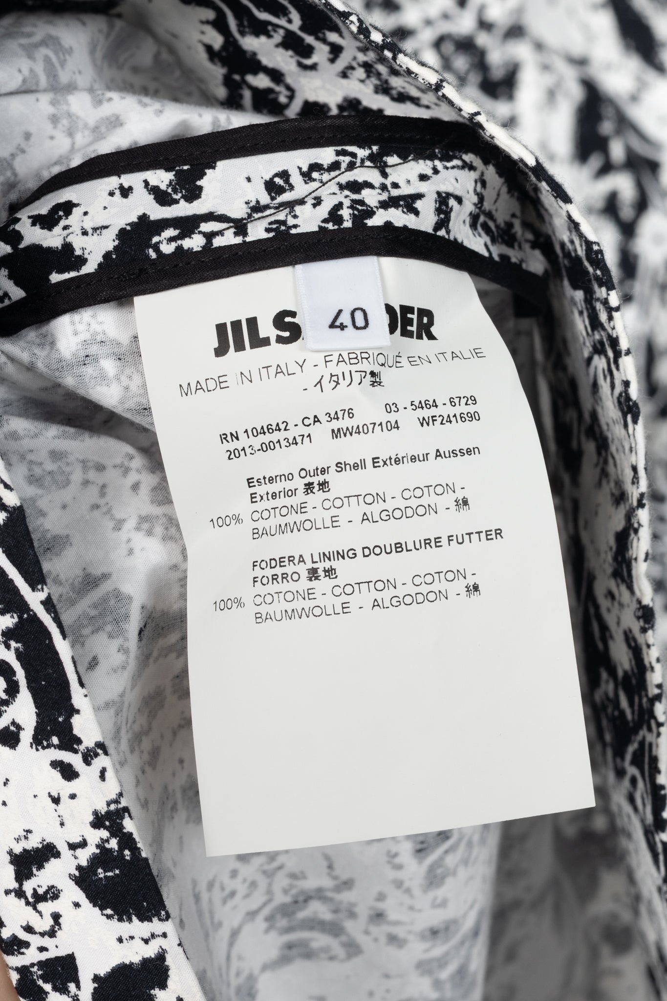 Jil Sander SS14 White & Black Abstract Cotton-Poplin Mini Dress