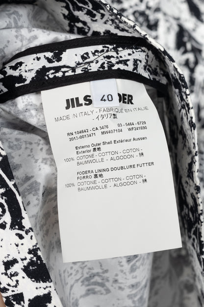 Jil Sander SS14 White & Black Abstract Cotton-Poplin Mini Dress
