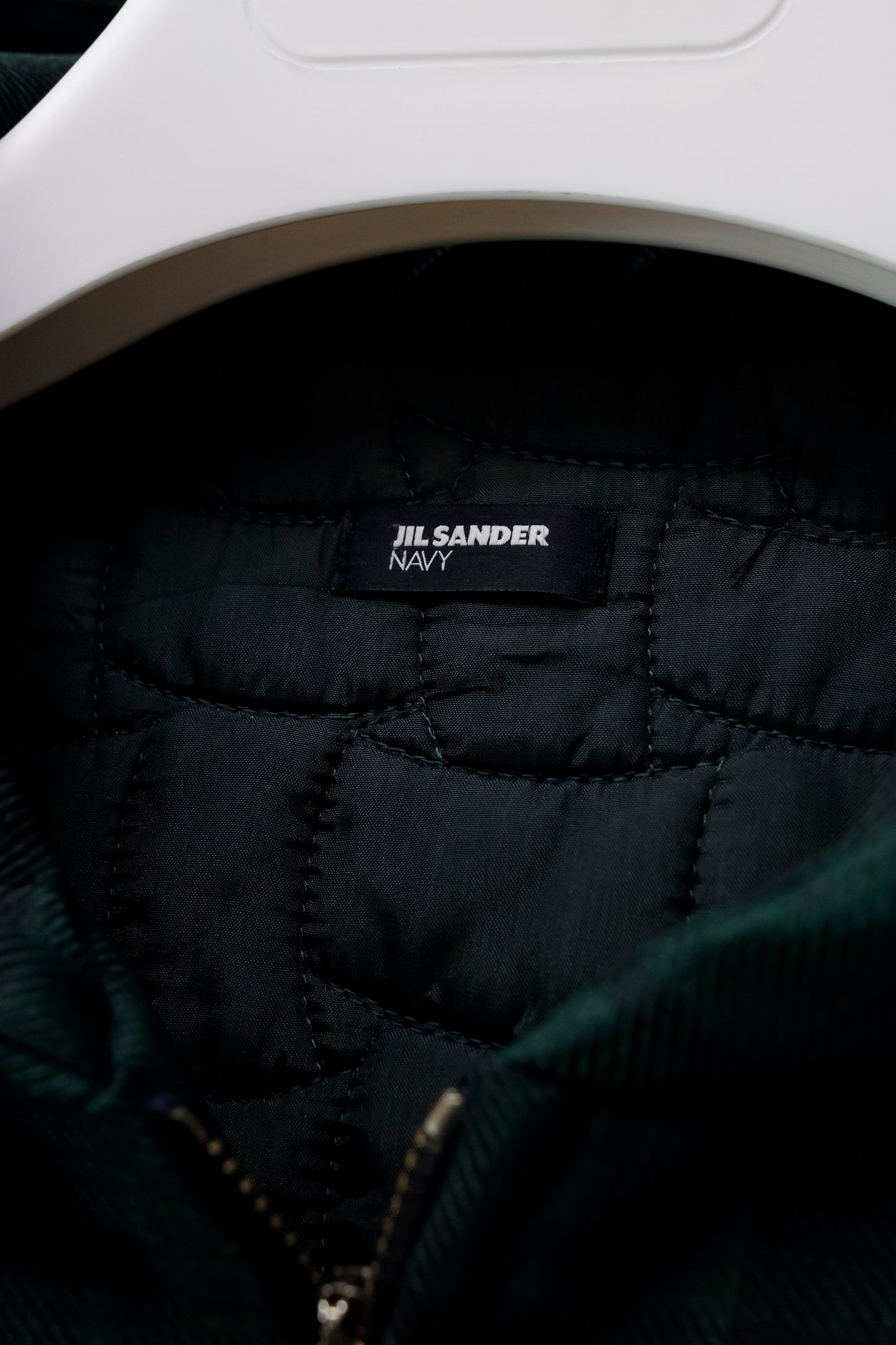 Jil Sander Navy Blackwatch Plaid Hooded Parka