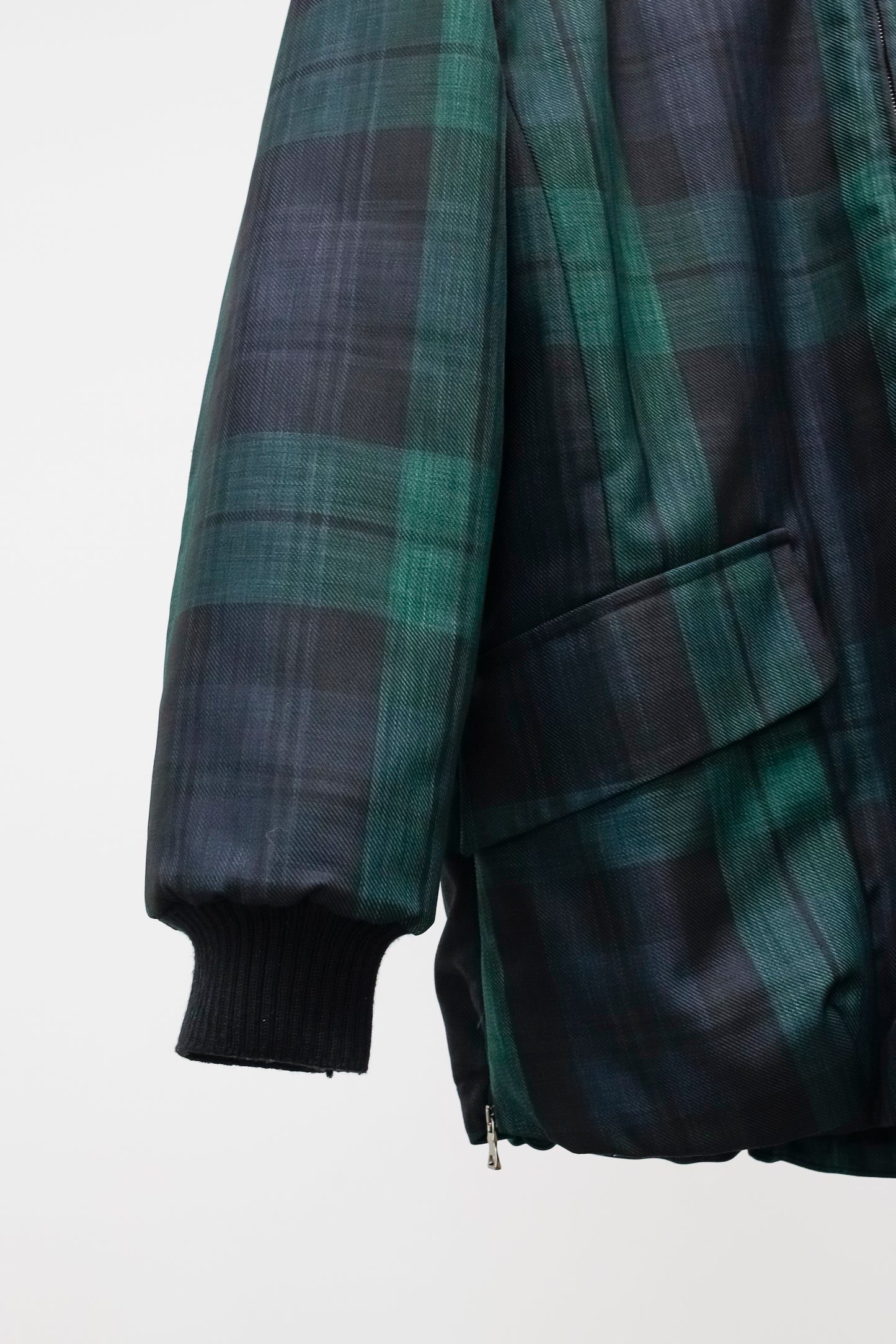 Jil Sander Navy Blackwatch Plaid Hooded Parka