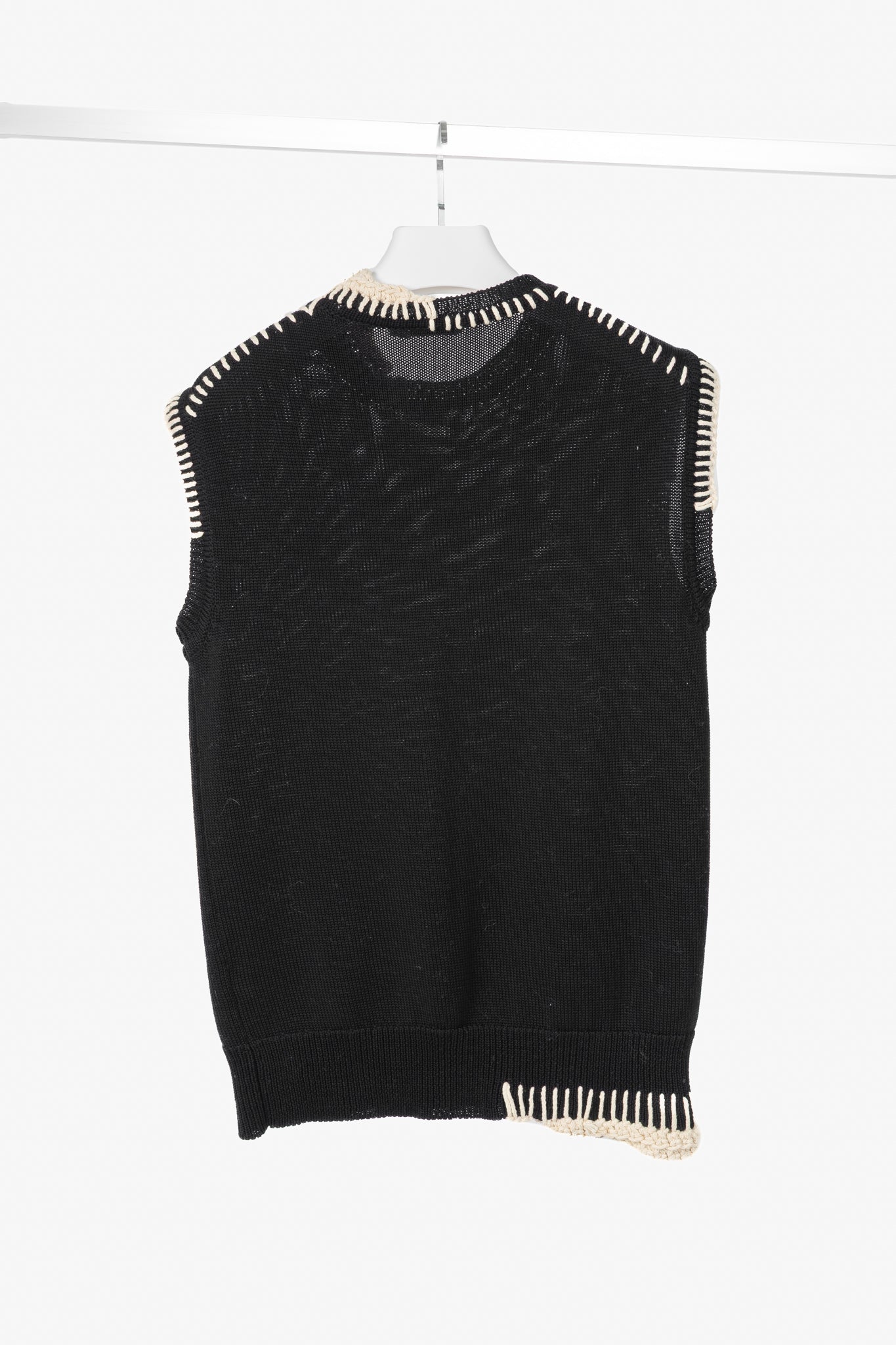 Jil Sander SS/18 Runway Black Cotton Stitch-Detail Knitted Vest