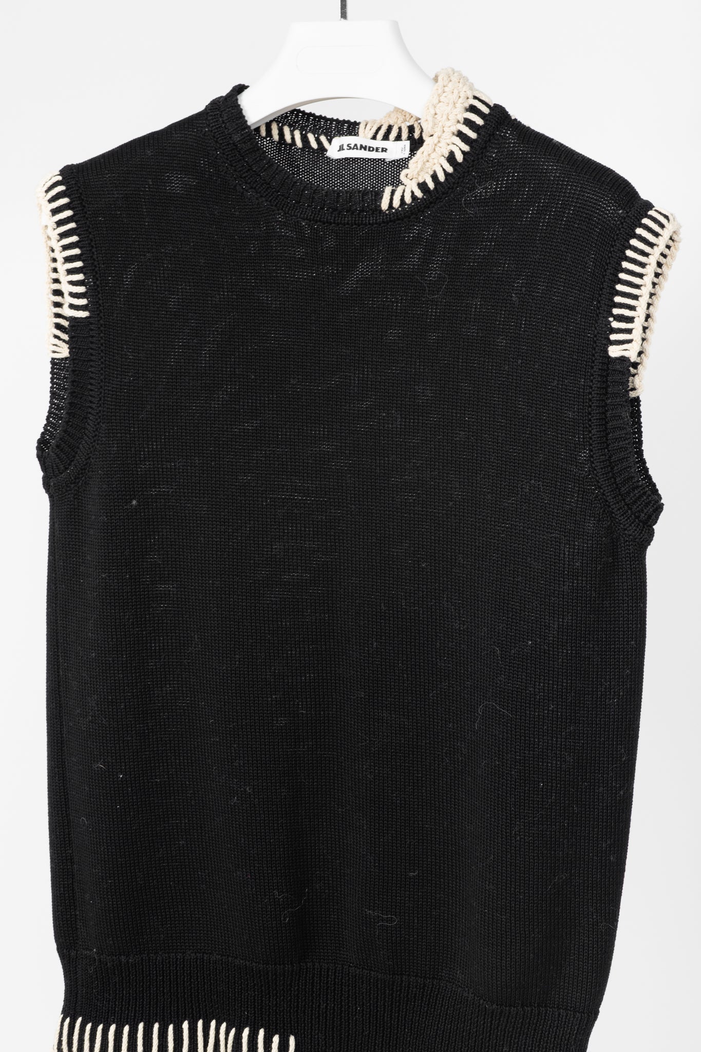 Jil Sander SS/18 Runway Black Cotton Stitch-Detail Knitted Vest