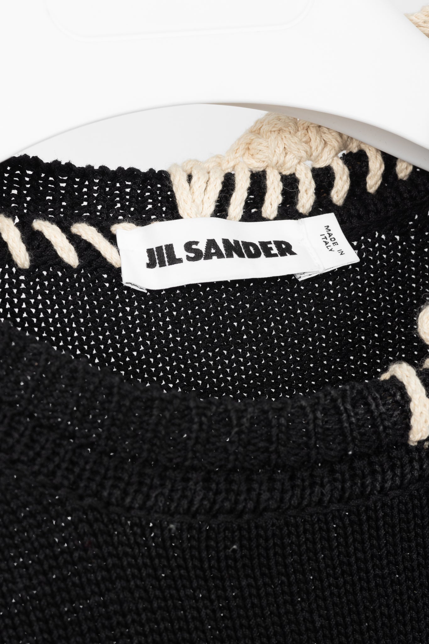 Jil Sander SS/18 Runway Black Cotton Stitch-Detail Knitted Vest