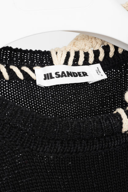 Jil Sander SS/18 Runway Black Cotton Stitch-Detail Knitted Vest