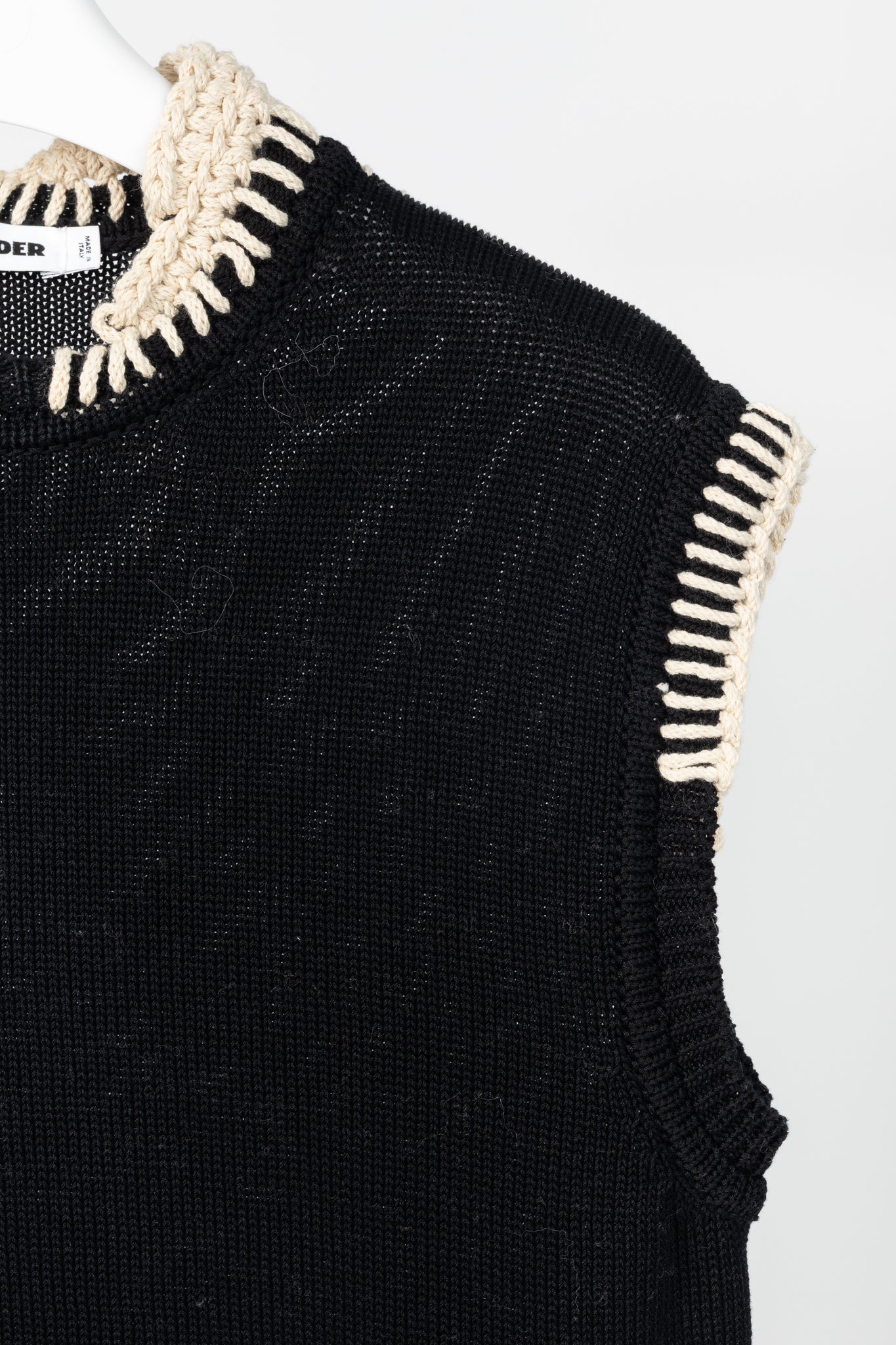 Jil Sander SS/18 Runway Black Cotton Stitch-Detail Knitted Vest