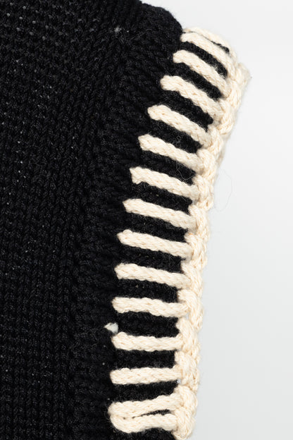 Jil Sander SS/18 Runway Black Cotton Stitch-Detail Knitted Vest