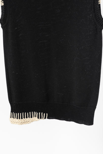 Jil Sander SS/18 Runway Black Cotton Stitch-Detail Knitted Vest