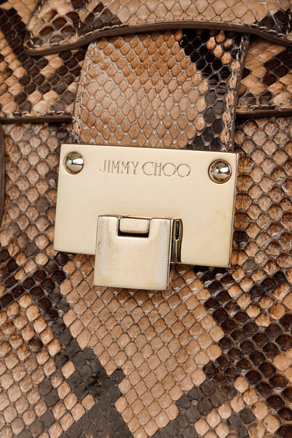 Jimmy Choo Rosalie Tan Python Flap Satchel