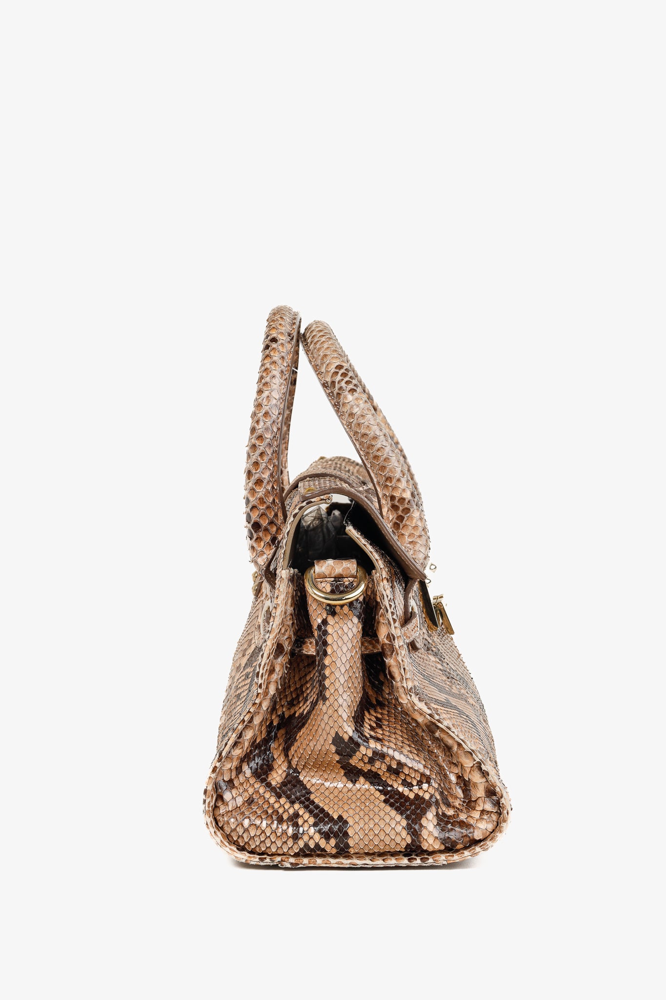 Jimmy Choo Rosalie Tan Python Flap Satchel