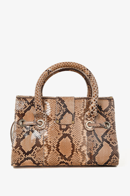 Jimmy Choo Rosalie Tan Python Flap Satchel