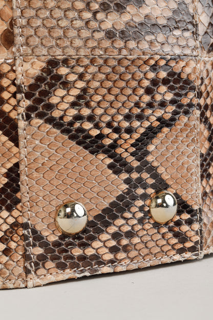 Jimmy Choo Rosalie Tan Python Flap Satchel