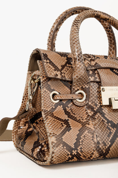 Jimmy Choo Rosalie Tan Python Flap Satchel