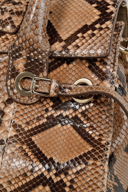 Jimmy Choo Rosalie Tan Python Flap Satchel