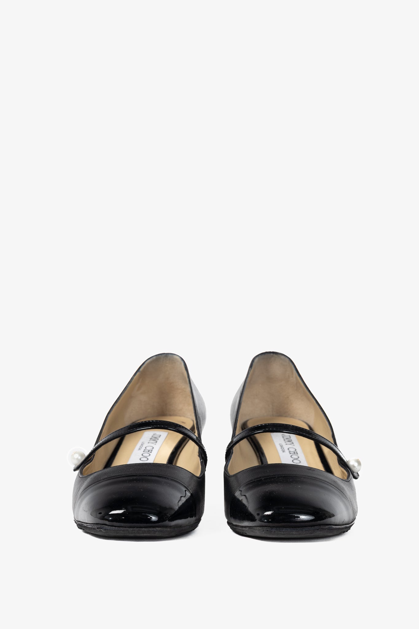 Jimmy Choo Elisa Black Cap-Toe Faux-Pearl Mary Jane Pumps