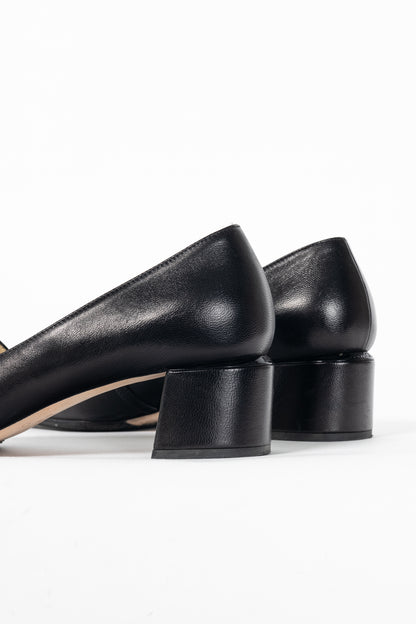 Jimmy Choo Elisa Black Cap-Toe Faux-Pearl Mary Jane Pumps