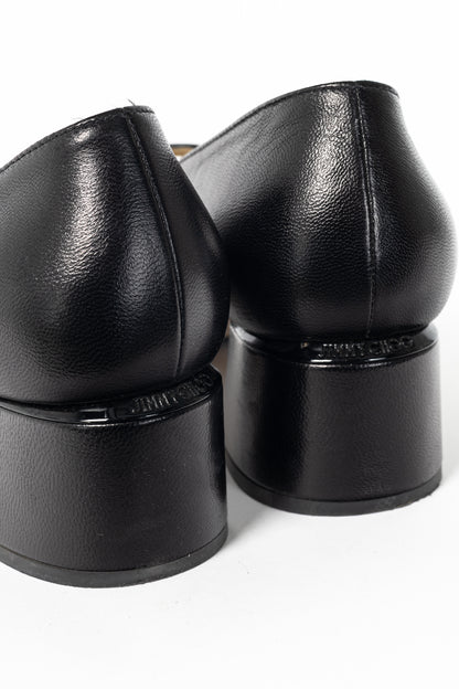 Jimmy Choo Elisa Black Cap-Toe Faux-Pearl Mary Jane Pumps